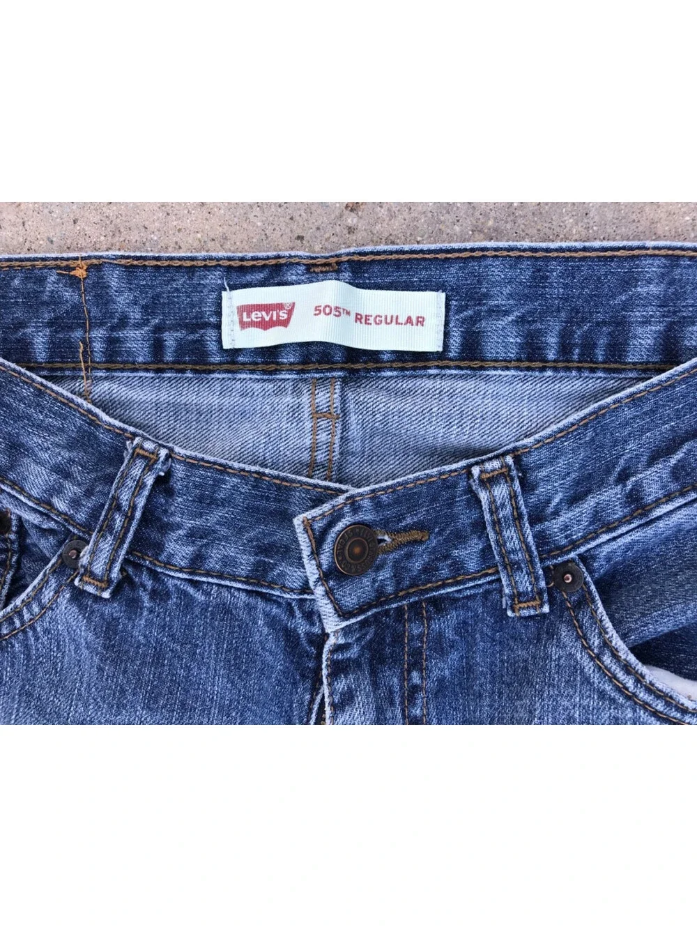 Levis 505 Mens Blue Denim Jeans 18 Regular 29x29 Med Wash Lite Fading no Tab